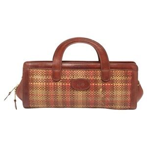 Mulberry Brown/Multicolor Woven Leather Satchel